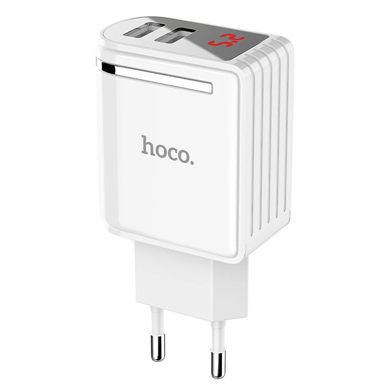 HOCO 5V 2.4A USB зарядное устройство для iPhone XS XR iPad EU Plug настенное зарядное устройство адаптер Светодиодный дисплей зарядное устройство для мобильного телефона для samsung Android - Тип штекера: White EU Plug