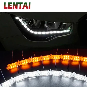

LENTAI For Hyundai solaris i30 tucson 2017 Lexus Lifan Saab 1Set Cool Car LED Strip Lamp DRL lights 12V White+Yellow turn signal