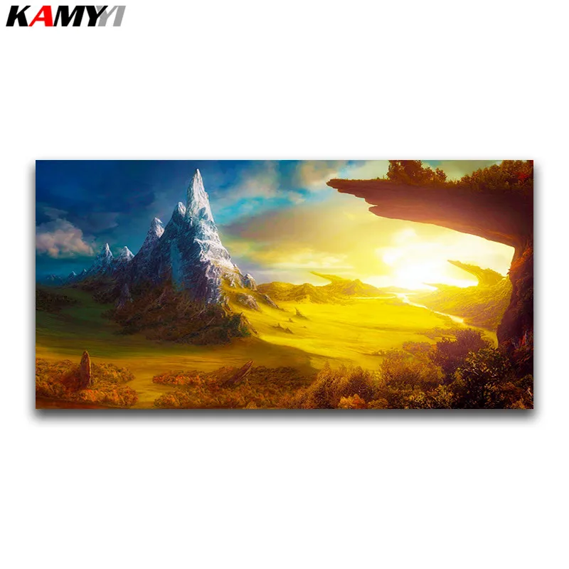 

Full Square Diamond mosaic scenery Full Round Diamond painting Sunset 5D DIY Diamond embroidery Cross stitch Snow Mountain