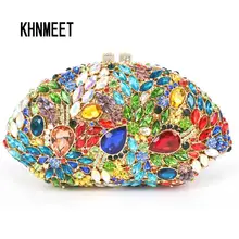 Разноцветные вечерние сумочки, новейшие вечерние женские клатчи с большими кристаллами и бриллиантами, Дамская маленькая сумочка SC445
