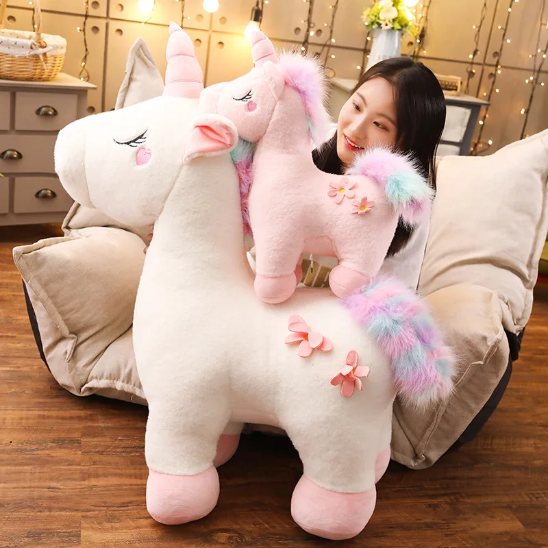 

35-90cm Huge Unicorn Plush Toy Lovely Stuffed Rainbow Unicornio Doll Soft Animal Horse Toy Toys for Girls Children Birthday Gift