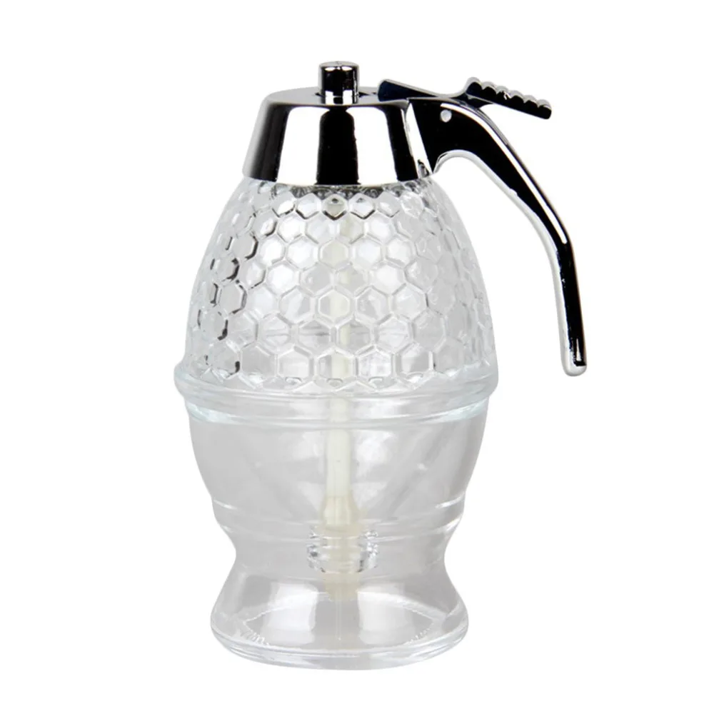 

200ML Glass 1 Cup Bee Hive Acrylic Honey Syrup Dispenser Jar With Stand for Household Kitchen Family Breakfast Barware Drop Ship