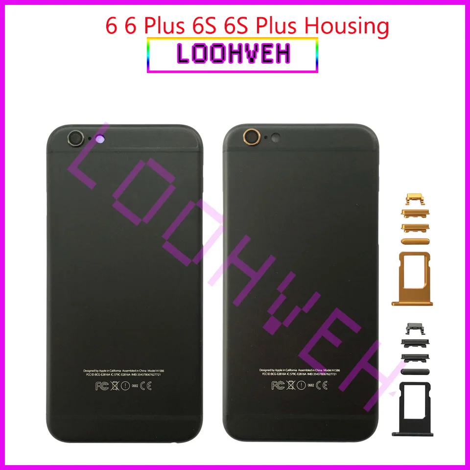 Red black Housing for iPhone 6 6S Metal Back Case Battery Cover Housing 6 plus 6S Plus Middle Frame Chassis