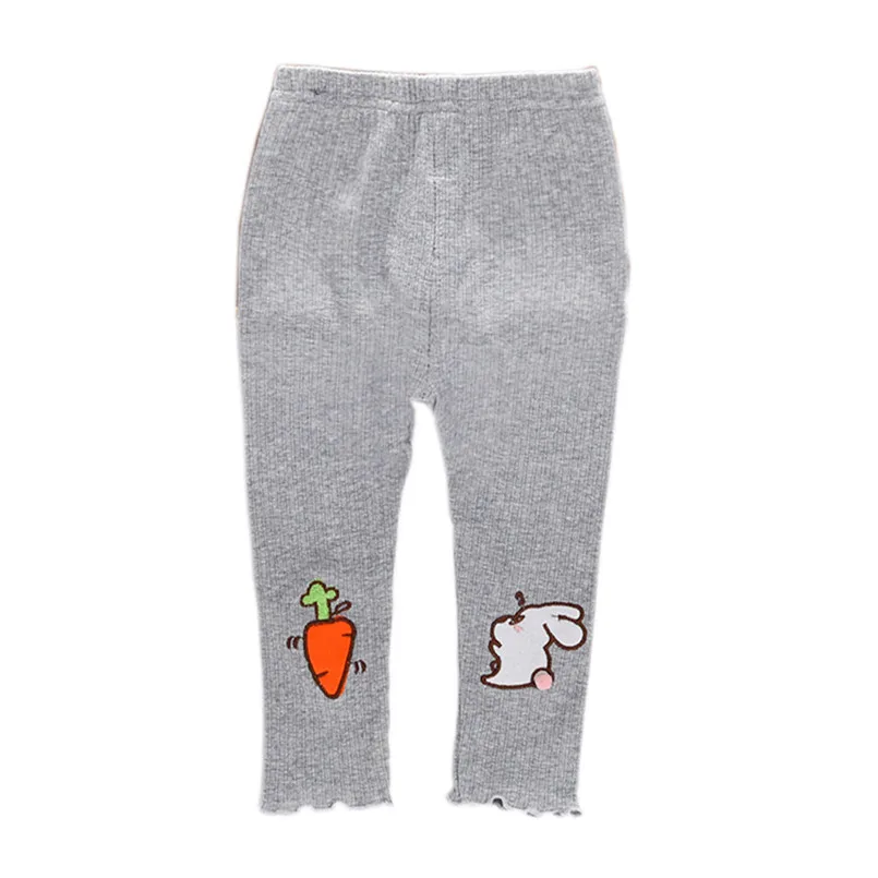 Штаны для девочек новорожденный для новорожденных девочек в полоску узкие кролик брюки мультфильм вязать эластичные теплые леггинсы#4A12 - Цвет: Серый