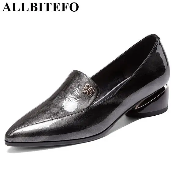 Allbitefo Natural Genuine Leather High Heels Women Heels Office