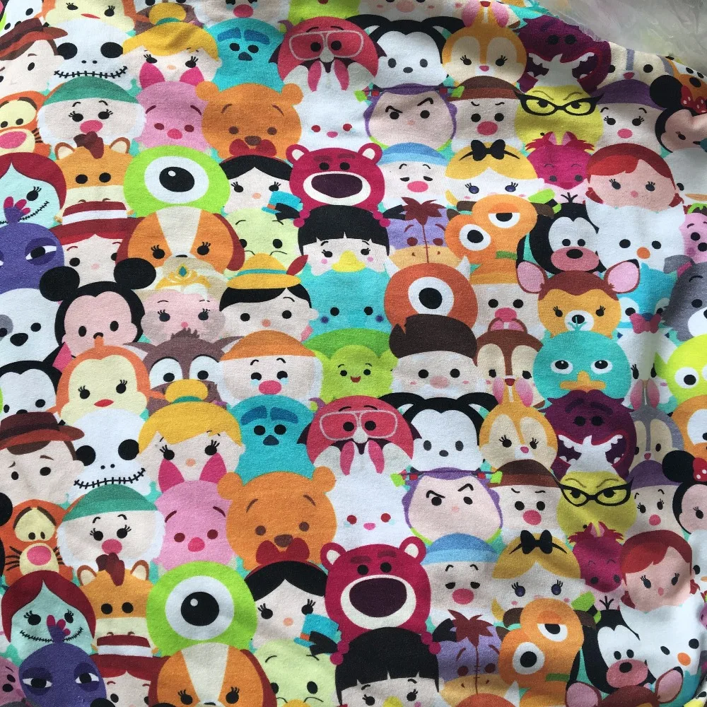 Kawaii 50*150 см ребенка мультфильма хлопка стрейч майка цифровой печати ткань для