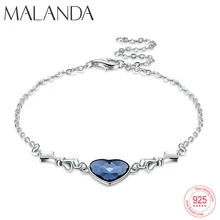 Браслеты Malanda в форме сердца с кристаллами от Swarovski, браслеты для женщин, модный браслет из стерлингового серебра, свадебные ювелирные изделия для офиса
