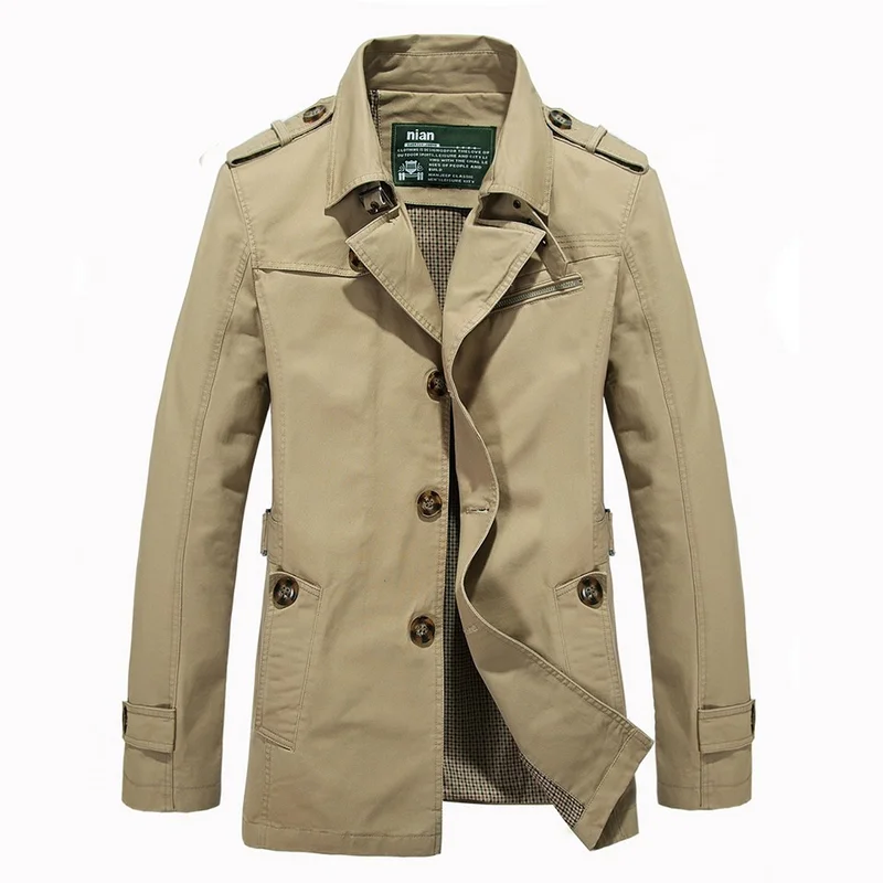 Men Jacket Autumn New Fashion Causal Jackets Coats Long Business Casual Cotton Trench Coat Men Large Size