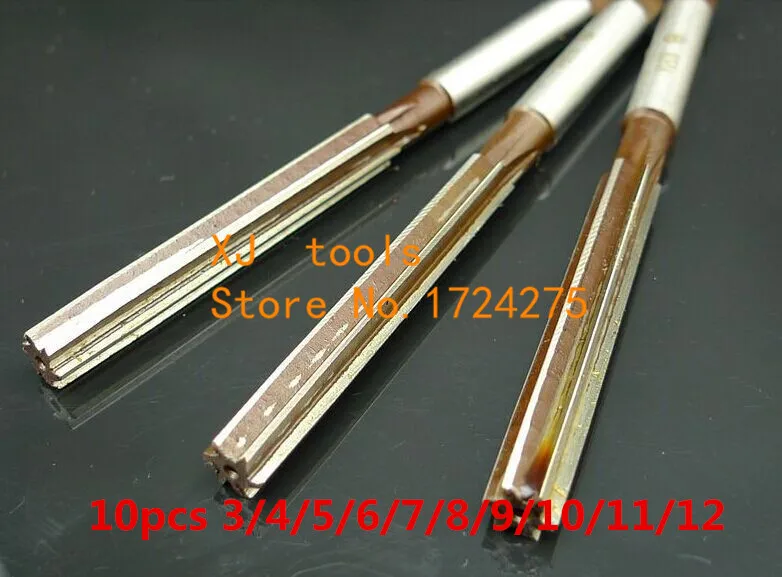 

Free shipping 10Pcs/set 3/4/5/6/7/8/9/10/11/12MM Hand Reamer Precision H8 9SiCr Straight- shank Hand Reamer Tools