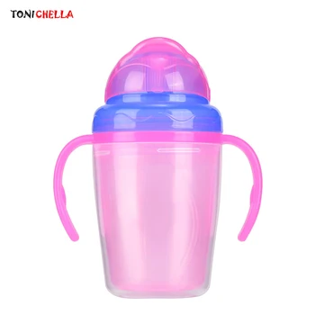 

Children Learn To Drink Bottle Infant Training Cup Baby Plastic Water Mug Double Handle Design Easy Grab Bottles Drinkware T0666