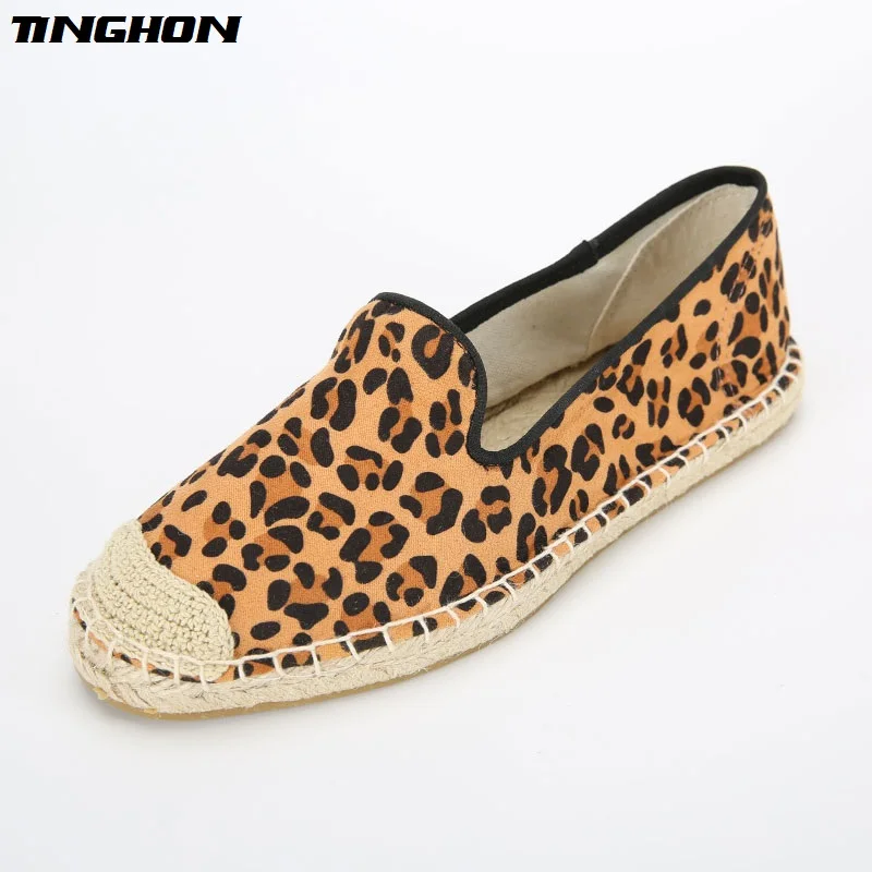 

Fashion Ethnic Casual Espadrilles Flat New Women Spring Printed Leopard Zebra pattern Slip on Fishermen Hemp Rope Shoes 35-43