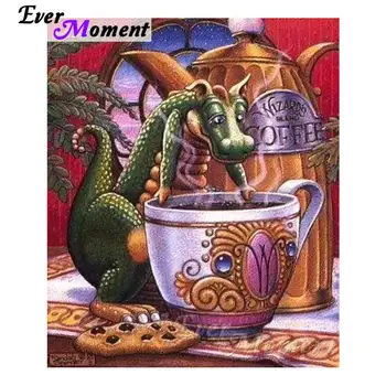 

Ever Moment 5D DIY Diamond Embroidery Cartoon Dragon Tea Diamond Mosaic Full Square Drills Artwork Home Decoration ASF1211