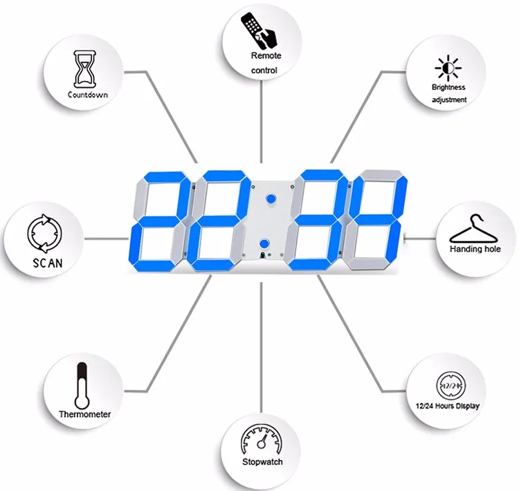 Promotion! Large Led Wall Clock Home Design Show Time Temperature On The Wall In The Living Room Digital Clock for Home Decor