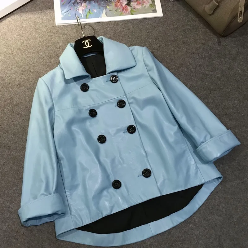 2015 autumn and winter female short sheep skin lea...
