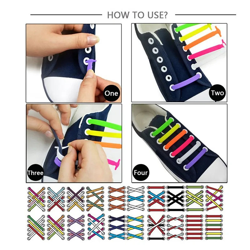 

6 pair/set Shoelace for kids Lazy silicone shoelaces for sneakers T-shaped bulk Children's students sports shoelaces new-arrival