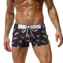 A267 AUSTINBEM Для мужчин Плавание одежда Плавание костюм Sungas пикантная обувь с принтом в виде губной помады гей Для мужчин шорты Купальные пляжные короткие брифы купальник MAYO