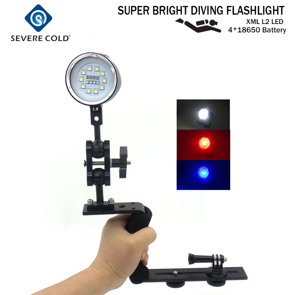 High Quality Professional White Red UV Light LED Torch Underwater Video Diving Flashlight Lamp Scuba | Освещение