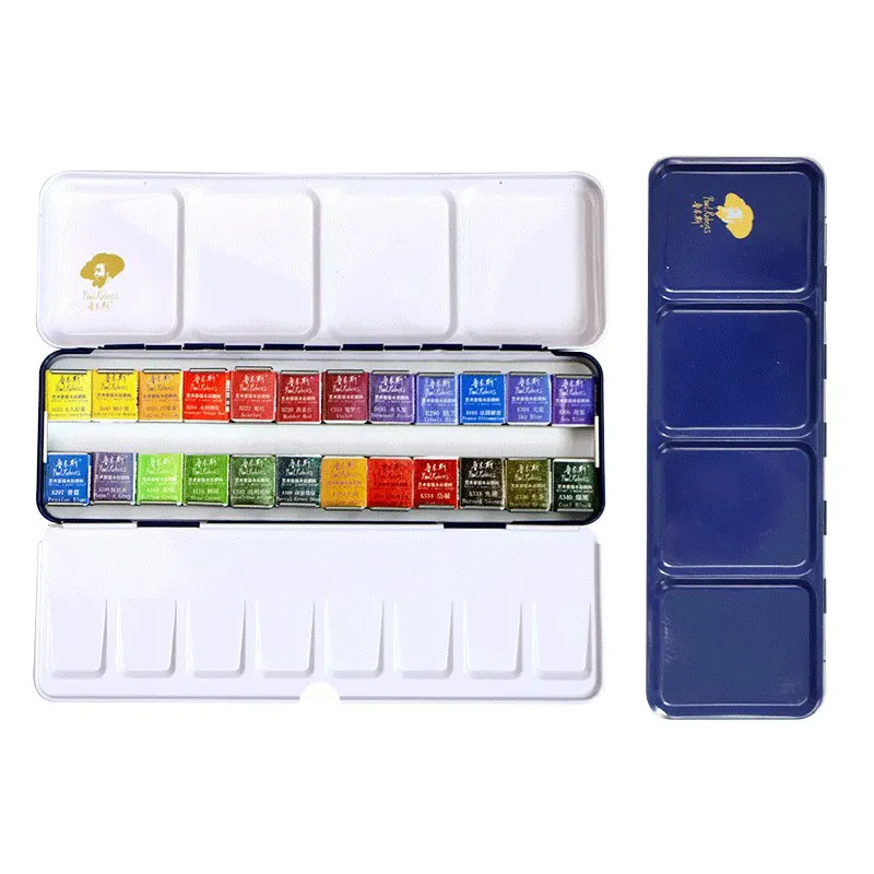 Paul Rubens Watercolor Paint Set With Metal Case Solid Artist Water Color Painting Pigment 12/24/48 For Drawing Art Supplies