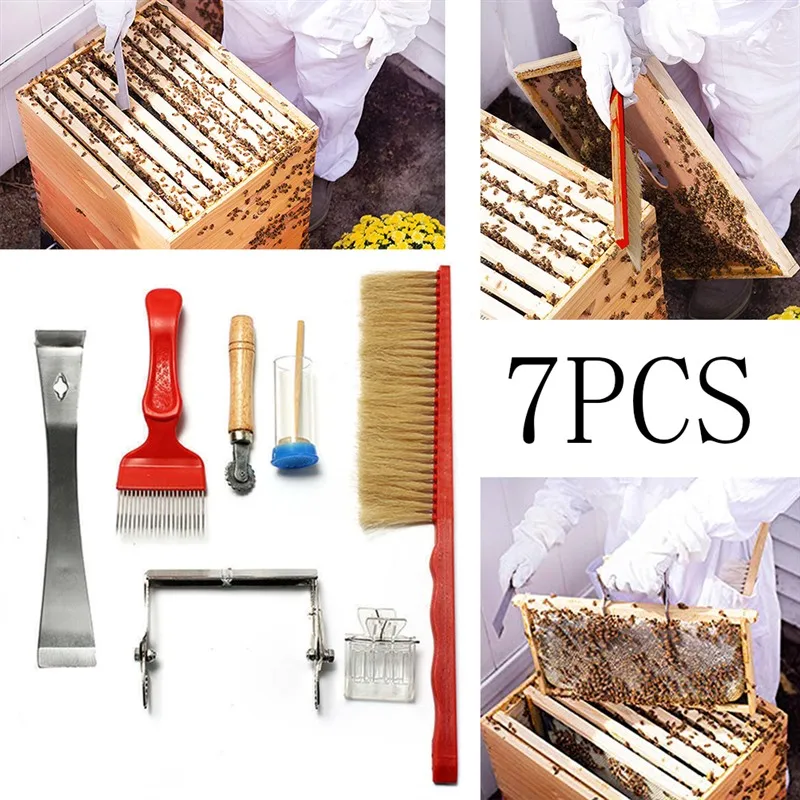 7 шт. оборудование для пчеловодства набор инструментов для пчеловодства пчелиная щетка разворачивающая Вилка Королева ловушка для пчел инструмент для пчеловодства дропшиппинг