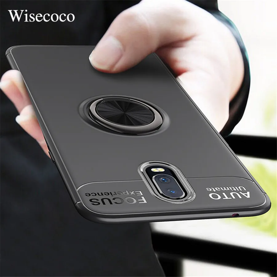 

One Plus 6t 6 Phone Case Original Magnetic Ring Car Holder Stand Silicone Shockproof Armor Back Cover for Oneplus 6t 6 T Case