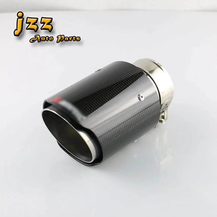 JZZ Car 63mm glass Carbon font b exhaust b font tip Stainless Steel Muffler tips font
