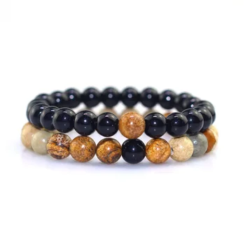 

Natural Stone Beads Bracelet 10pcs/lot Minimalist 8mmTiger Eyes Obsidian Braclet For Men&Women classic hand made Jewelry Homme
