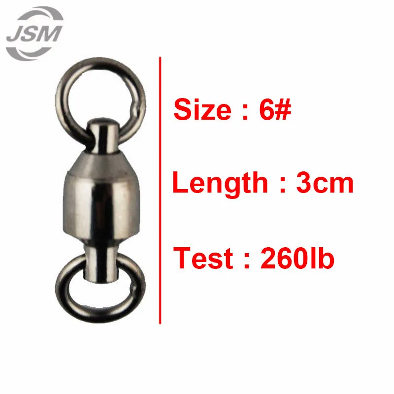 JSM 10 шт. шарикоподшипник рыболовный поворотный с твердым кольцом латунь с черным никелем Морская Рыбалка Вертлюги Разъем размер 1 2 3 4 5 6 7 8 - Цвет: 6