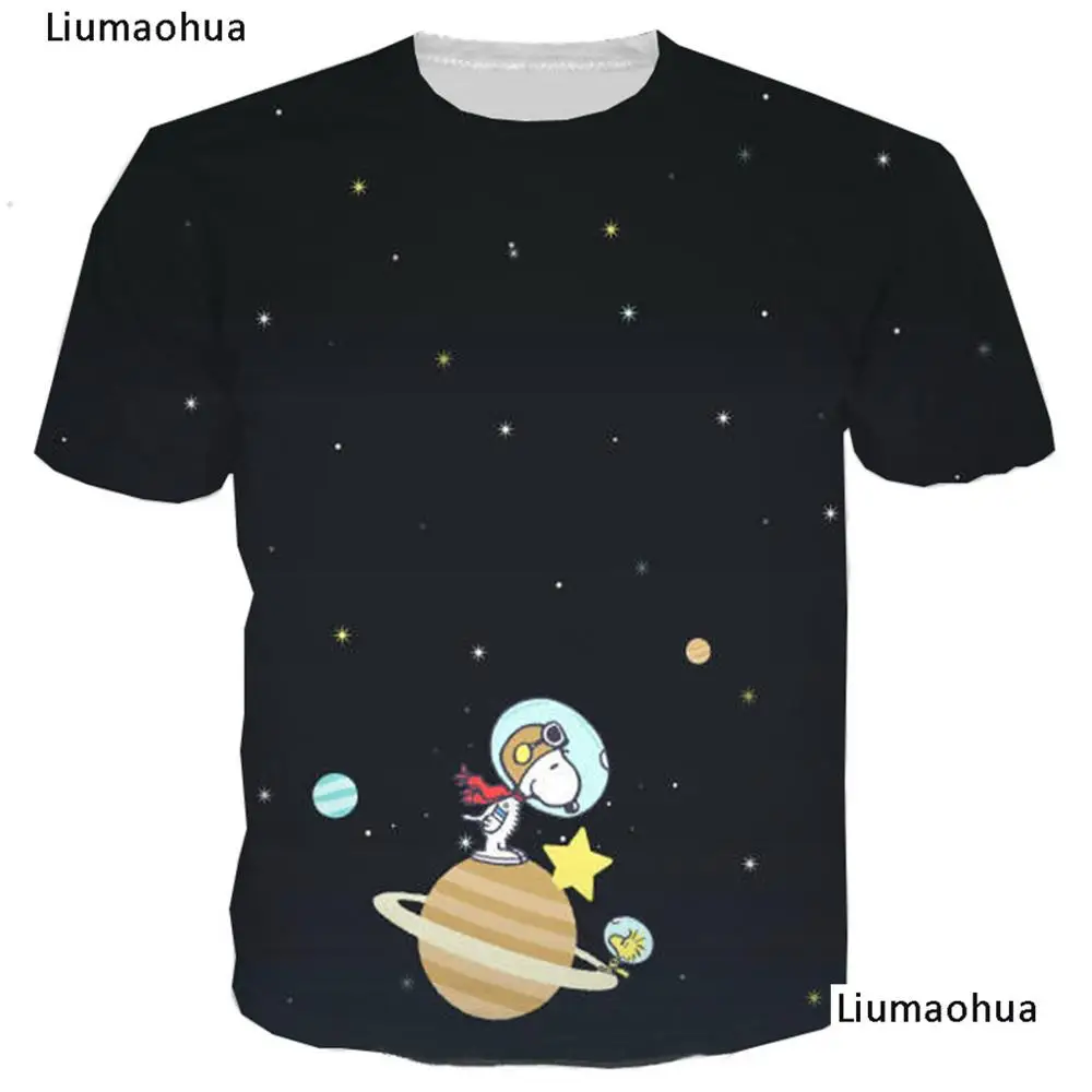 Liumaohua Мультфильм Снупи 3D печать футболка унисекс Harajuku Топы B-02.Please оставьте