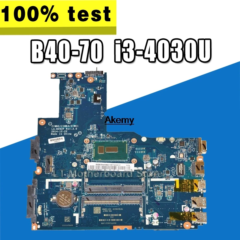 

ZIWB2/ZIWB3/ZIWE1 LA-B092P for Lenovo B40-70 N40-70 B40-80 N40-80 notebook motherboard CPU i3-4030U DDR3 100% test work