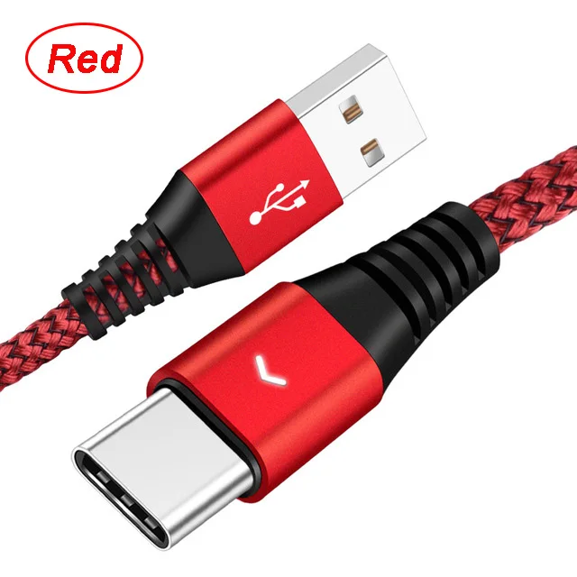 Кабель Usb type-C длиной 1,2 м, 1,8 м, быстрая зарядка, светодиодный светильник Usb-C, кабель для huawei P30 P, samsung Note 10 Plus, Xiaomi Mi, 9 T, A3 - Цвет: red