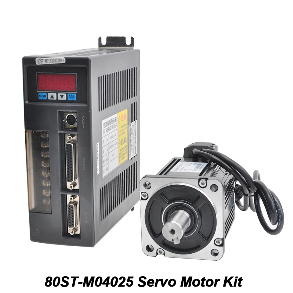 

AC Servo Motor Kit 80ST-M04025 Single Phase 220V 3.5N.m Servo Motor Matched Drive Permanent Drive With 3M Motor Cable