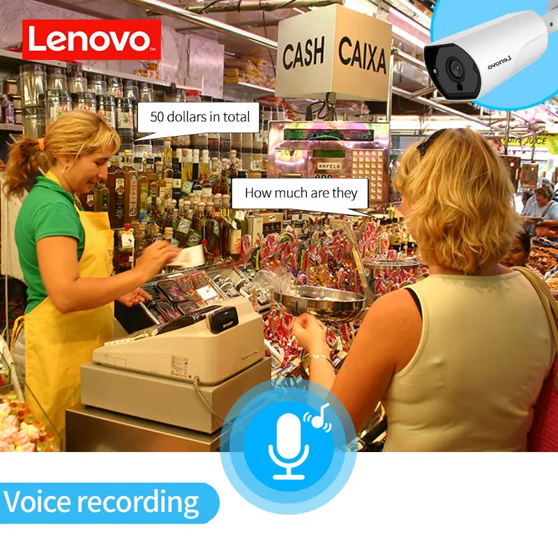 LENOVO 1080P POE NVR комплект 2.0MP HD камера видеонаблюдения системы безопасности аудио