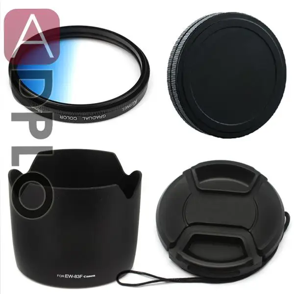 Lens Accessories set!EW-83F Bayonet Mount Lens Hood + Lens Cap+ Graduated Blue Lens color Filters + Filters Protector Cap