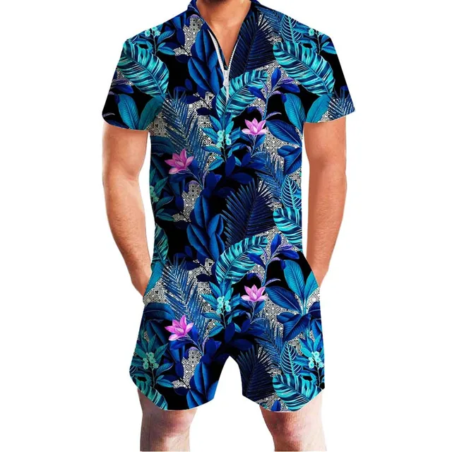 Funny Printing Print 3D Rompers Men Jumpsuit Playsuit Harem Cargo ...