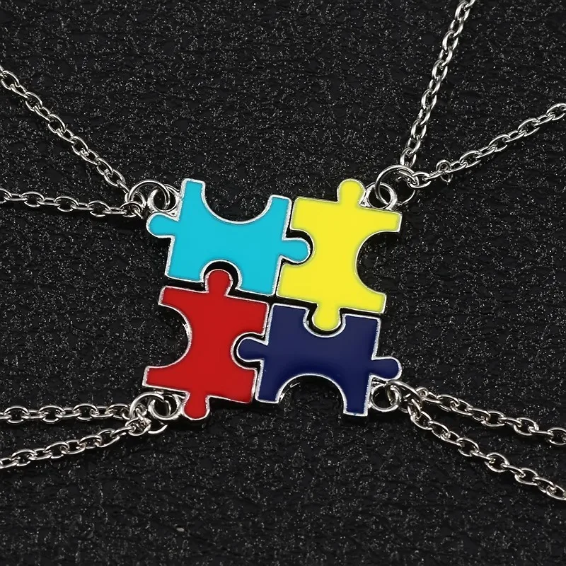4 шт./компл. цветной кулон пазл ожерелья Best Friend Forever цепочка ювелирное изделие BFF