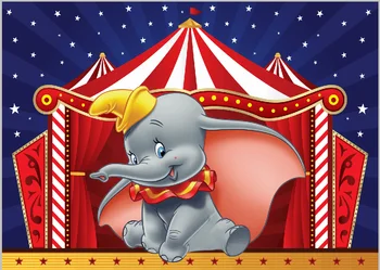 

7x5FT Carnival Circus Royal Blue Starry Sky Dumbo Elephant Stage Custom Photo Studio Backdrop Background Vinyl 220cm X 150cm