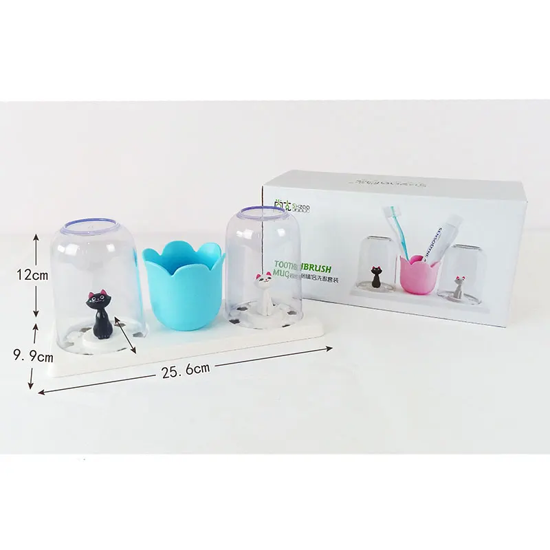 Creative Cartoon Plastic Toothpaste Tumbler Toothbrush Holder Bathroom Accessories 3Pcs/Set Bracket Container Storage Rack