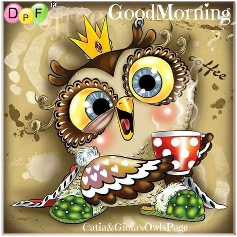 

DPF New Diamond embroidery DIY Diamond Painting owl Animal Mosaic Round Rhinestone Embroidery Child Puzzle Cross Stitch Gifts
