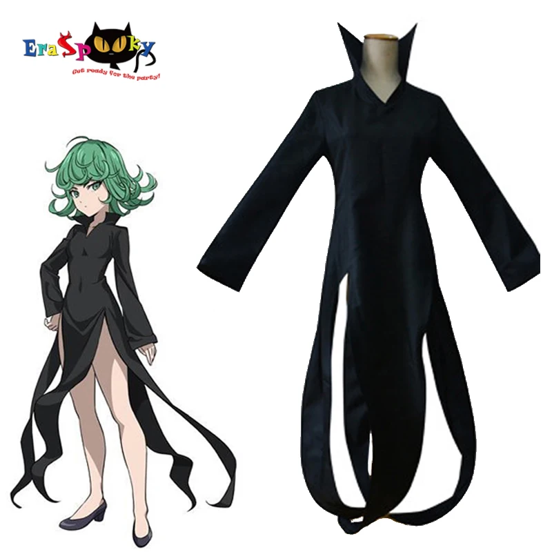 

Eraspooky Black Japanese Anime Cosplay Sexy Women Dresses ONE PUNCH-MAN tatsumaki One Piece Halloween Costume Clothing Wig