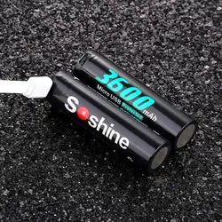 Soshine 18650 3,7 V 3600 mAh защищенная литий-ионная аккумуляторная батарея со встроенным usb-портом (2 шт)