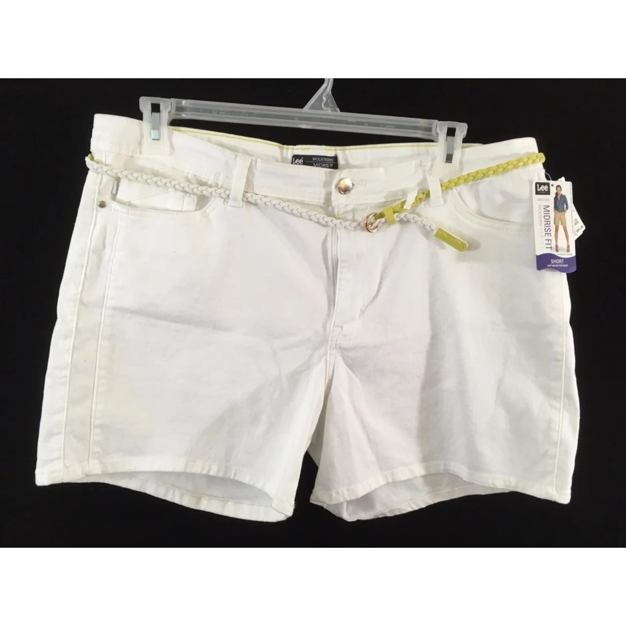 NEW Lee white shorts modern fit Size 18 rope belt cotton womens 38 x 5