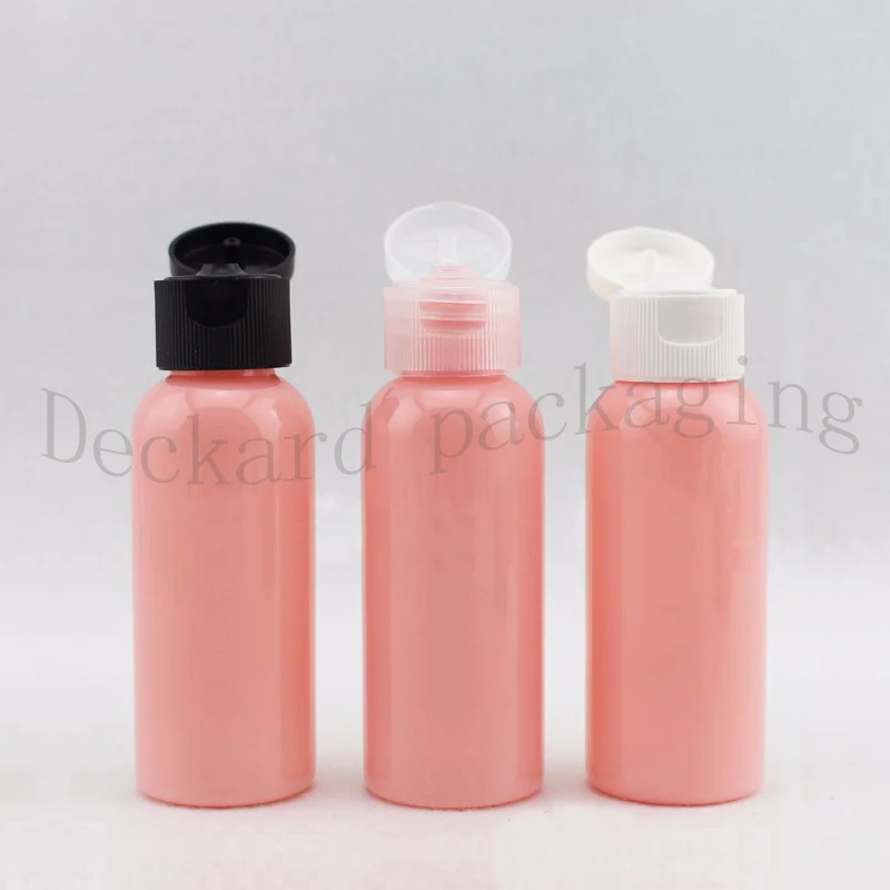 wholesale 100pcs 50ml flip top cap plastic pink bottle Cosmetic lotion