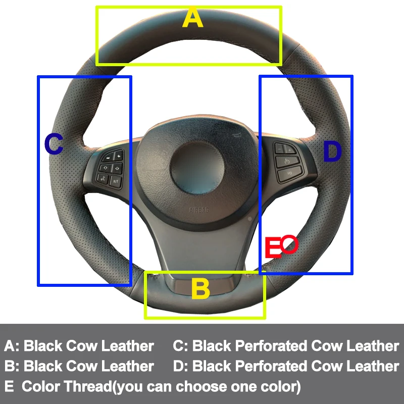 Ручное шитье чехол рулевого колеса автомобиля Топ Слои из коровьей кожи принципиально для BMW E83 X3 2003-2009 2010 E53 X5 2004 2005 2006