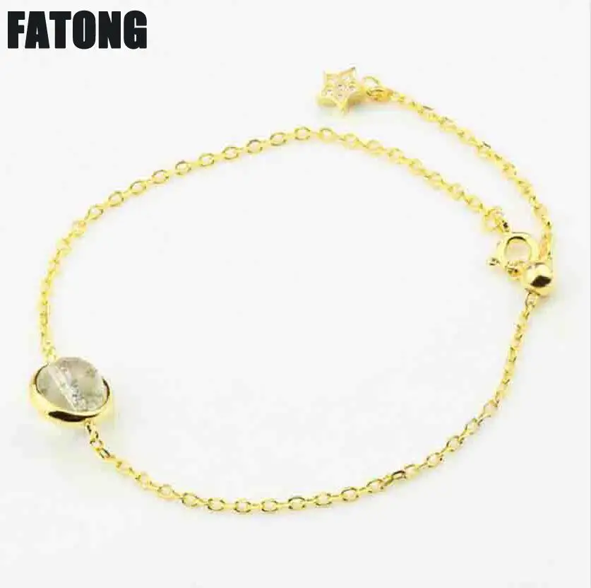 

925 sterling silver bracelet female natural green ghost sweet small fresh bracelet. J0299
