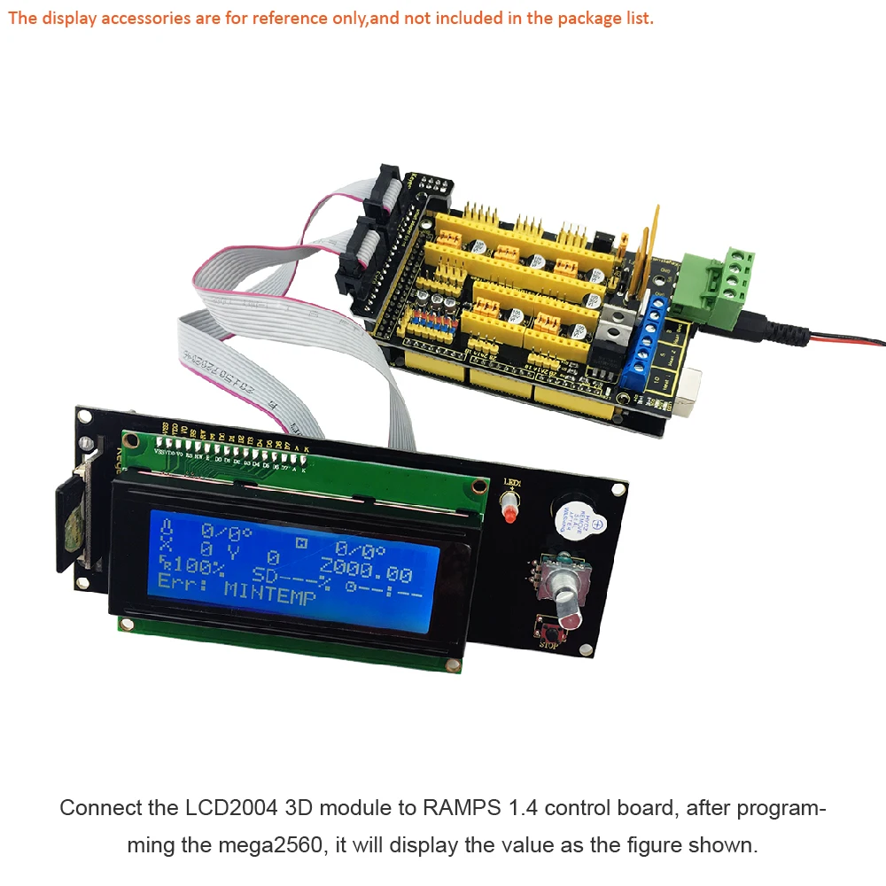 Keyestudio LCD2004 Дисплей 3D модуль с слот для карты SD + 30 см кабель для Arduino/3D-принтеры