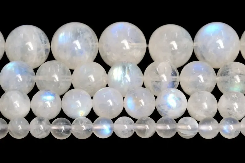 Genuine Natural Blue Flash Moonstone Loose Beads Indian Grade AAA Round Shape 6mm 7mm 8mm 9mm 10mm 2