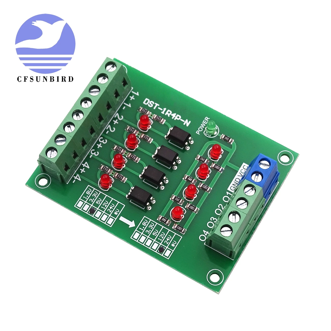 5V to 24V PLC Signal Converter Level Voltage Board 4Bit Optocoupler Isolator Signal Level