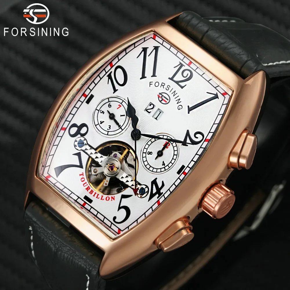 

FORSINING 2019 Mens Watches Top Brand Luxury Auto Mechanical Tourbillon Skeleton Dial Date Display Retro Chic Wristwatch for Man
