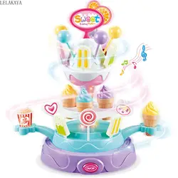 Детские ролевые игры пластик набор игрушечной посуды косплэй сладкий вращающийся платформы моделирование конфеты автомобиль развивающие