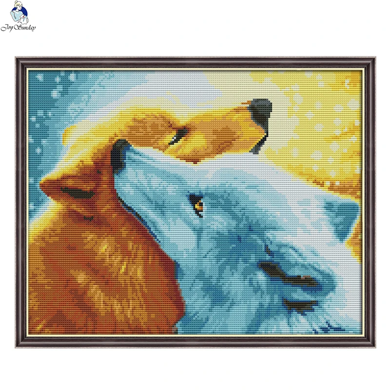 

JoySunday cross stitch kits needlework Christmas owl fox dog Santa Clause 14CT 11CT cotton fabric painting gift art free deal